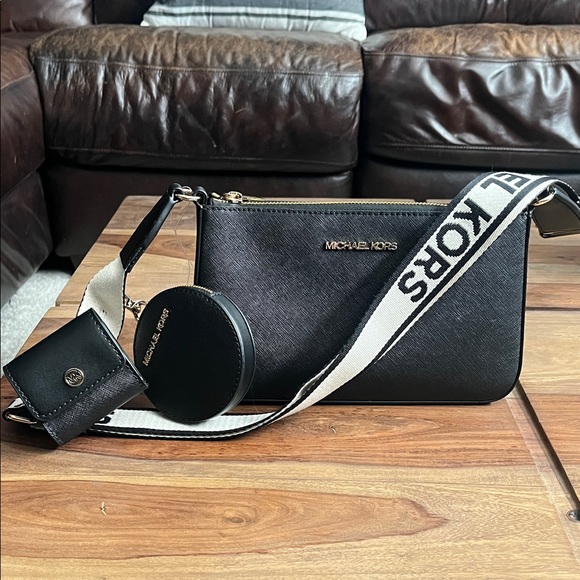 Michael Kors Handbags - Michael Kors Black Crossbody Bag with Logo Strap